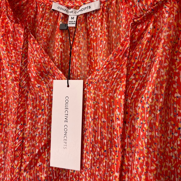 Collective Concepts | NWT Metallic Micro Floral Long Sleeve Lightweight Blouse - Picture 14 of 14